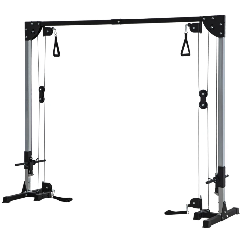SPORTNOW Aparato de musculación doble polea vis a vis crossover, carga libre con pesa 2x50 kg 245x85x207 cm