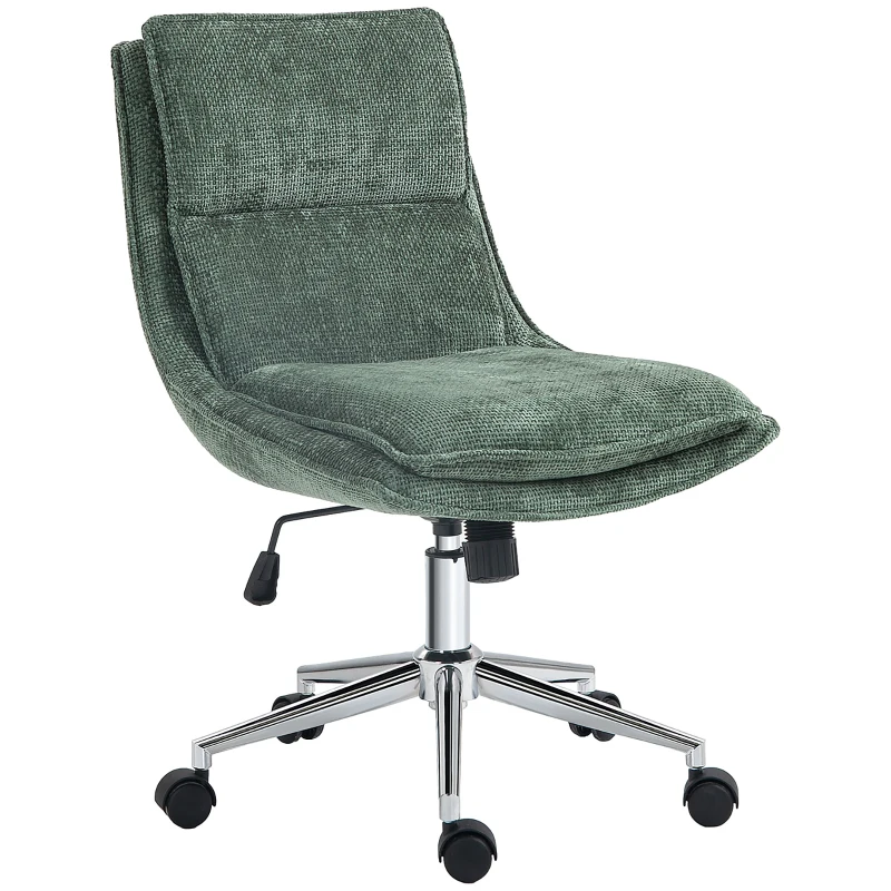 HOMCOM Silla de oficina en tela altura ajustable giratoria con 5 ruedas Verde