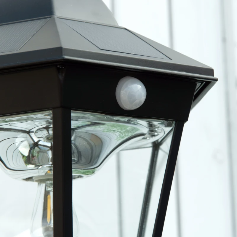 Outsunny Farol solar exterior farol de pie farol clásico LED en aluminio impermeable, luminosidad ajustable