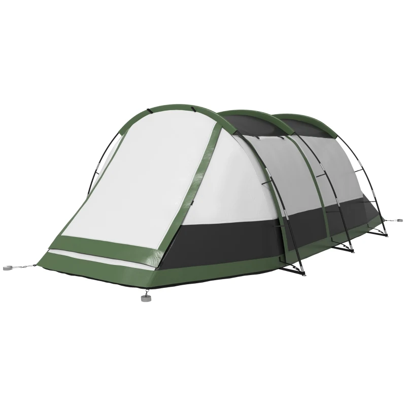 Outsunny Tenda da campeggio familiare 3-4 persone, tenda tunnel con portico impermeabile 3000 mm, leggera, ventilata, facile da montare