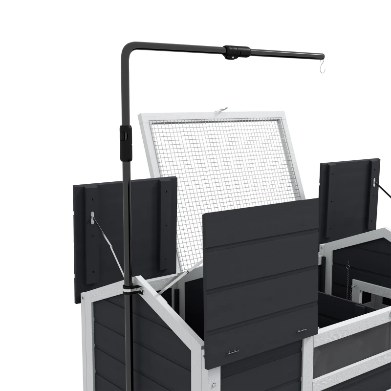 PawHut Casa per Tartarughe Terrestri all'Aperto, Gabbia per Tartarughe, 2 Tane, Supporto per Lampada Regolabile, Legno Massiccio, 120 x 56,5 x 43 cm, Grigio