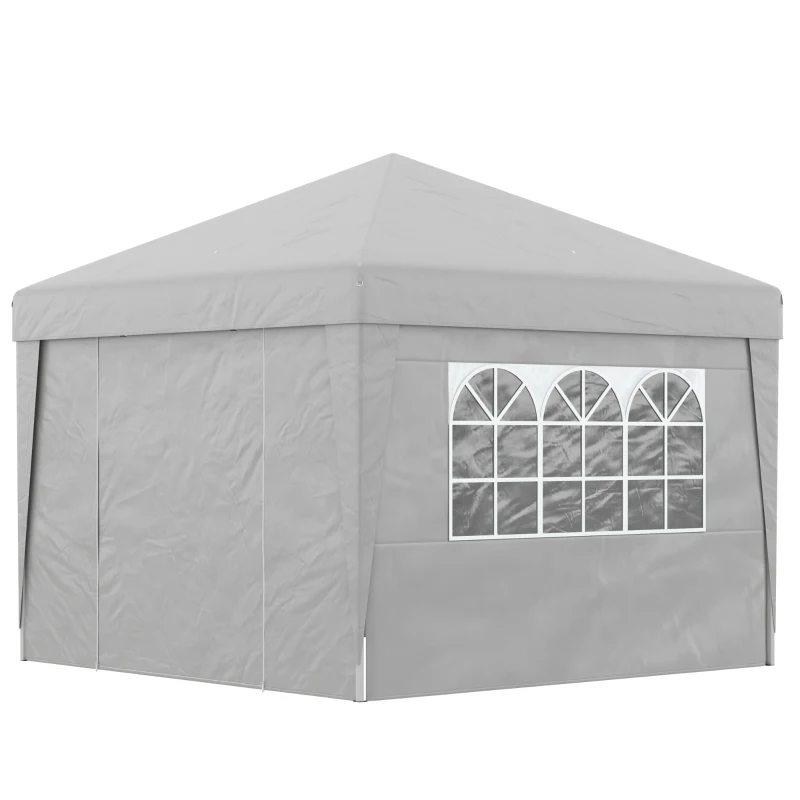 Outsunny Pérgola de jardín plegable 3x3x2,88 m anti-UV 30 + con ventanas + paredes laterales + bolsa de transporte Gris