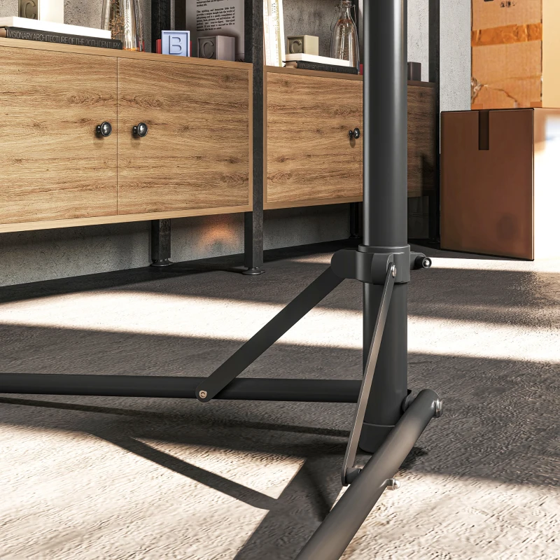 HOMCOM Soporte de Reparación para Bicicletas Plegable Altura Ajustable 107-160 cm Abrazadera Giratoria a 360° Negro