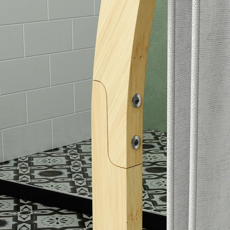 HOMCOM Bambus Handtuchständer mit 3 Stangen und Regal, für Badezimmer und Waschküche, naturbelassene Oberfläche