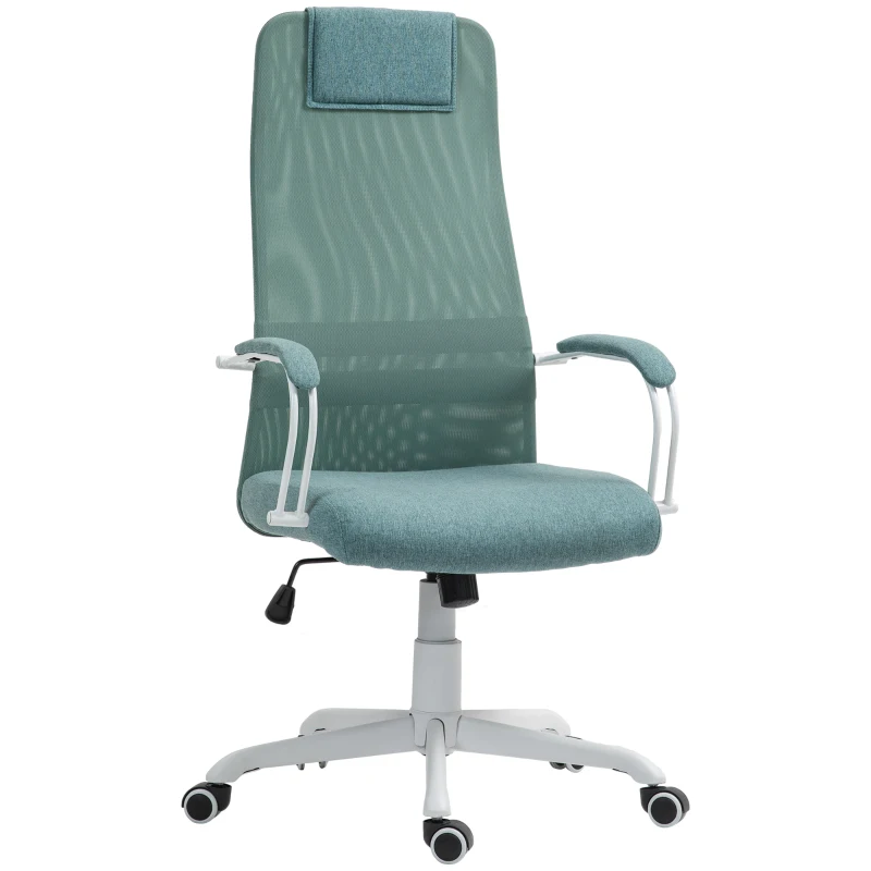 HOMCOM Silla de oficina sillón de oficina función de balanceo altura del asiento ajustable carga 120 kg 58x61x115-125 cm Verde