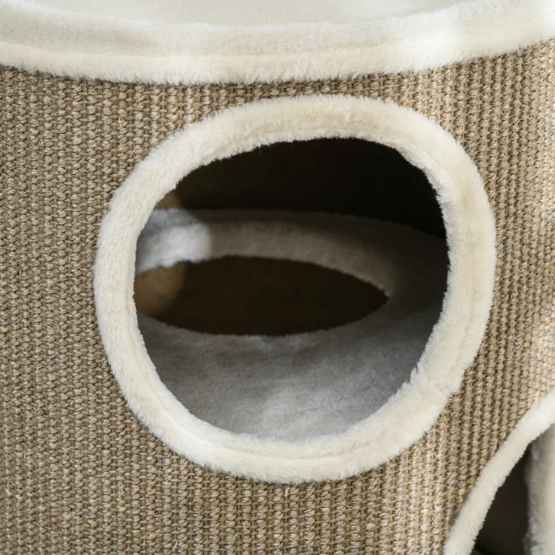 PawHut Barril Rascador para gatos, felpa suave, alfombra rascadora de sisal, robusta, 38x70 cm, Marrón