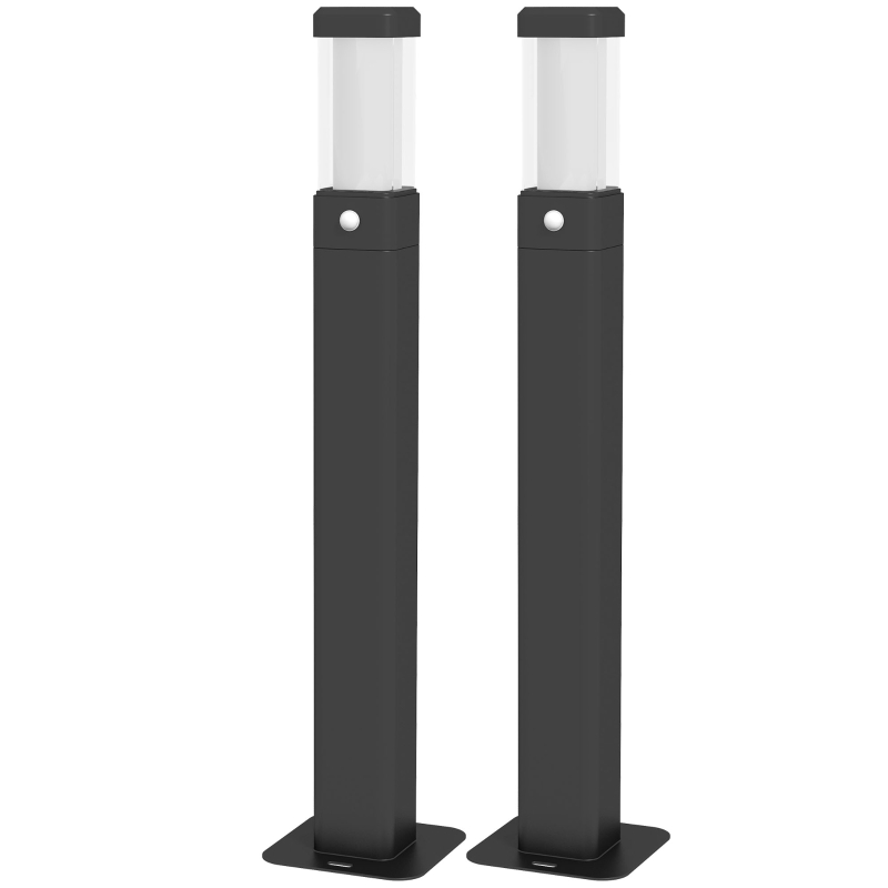 Outsunny Conjunto de 2 lámparas de exterior, balizas luminosas LED, IP65 impermeable, Farol para caminos y senderos - Negro