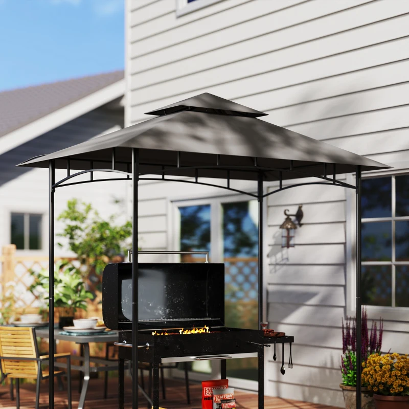 Outsunny Toile de Rechange pour Pavillon de Jardin, Toit de Rechange pour Cadres de 152 x 244 cm, Protection UV50+, Polyester, Gris foncé