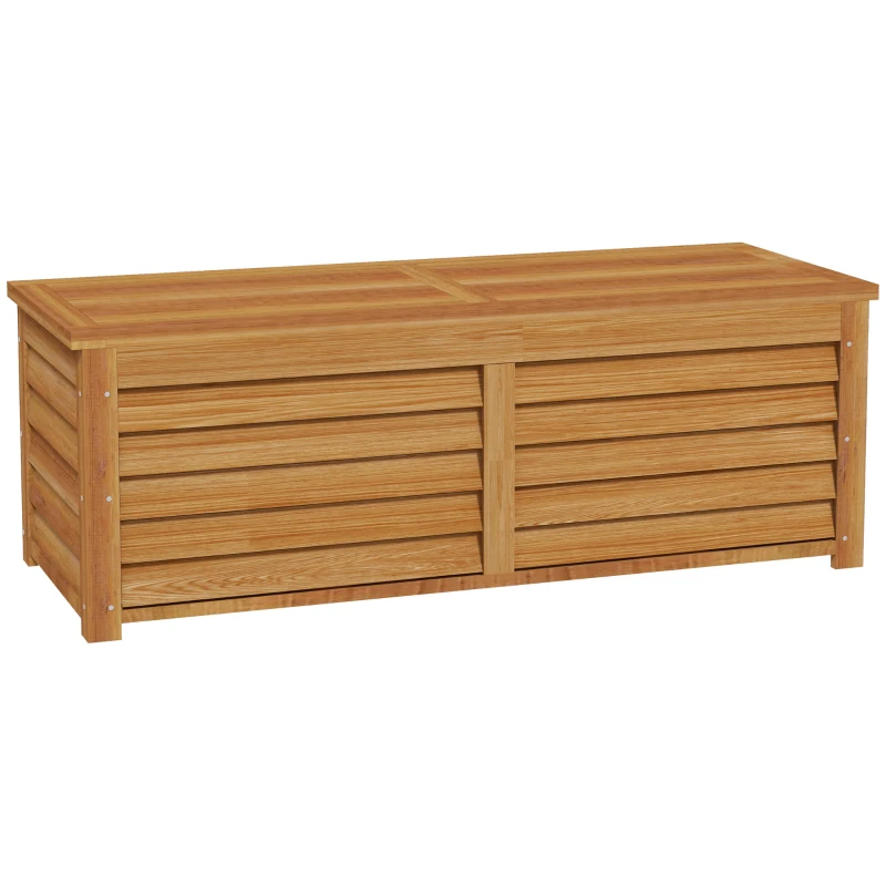 Outsunny Caja de almacenamiento exterior jardín 176L en madera con asa, 130x50x45 cm