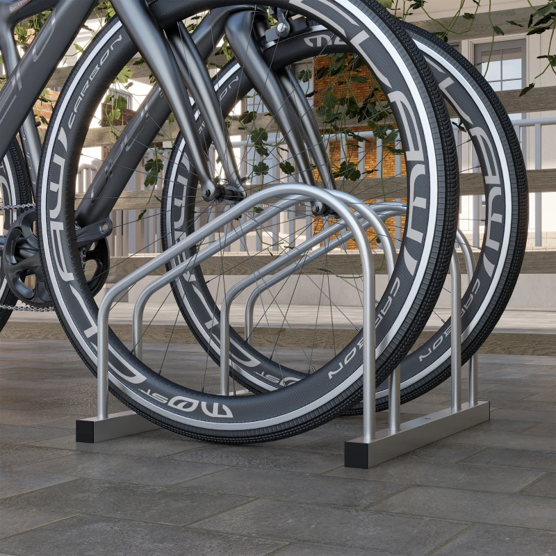 SPORTNOW Fahrradständer 2 Fahrräder Fahrradständer Reifenablage 61 mm Abmessung 50L x 34B x 27,5H cm Stahl silber