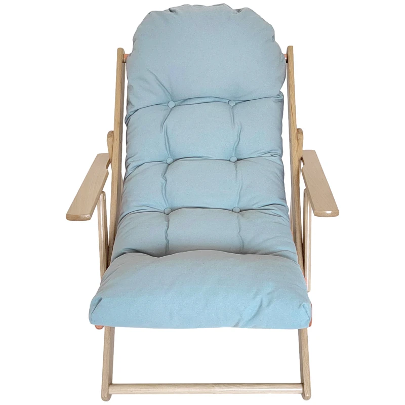HOMCOM Poltrona Sedia da Salotto Pieghevole e Reclinabile, Poltrona Relax Confortevole con Cuscino Trapuntato Spesso, Struttura in Legno, Grigio