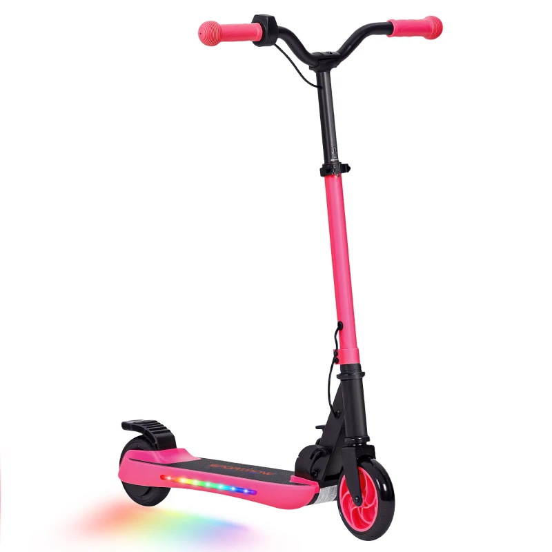 SPORTNOW Trottinette Électrique Pliable de +6 Ans Moteur 120 W Autonomie 6 KM MAX 10 KM/H Roues de 5" - 5,5" Hauteur Réglable Rose(m-6)