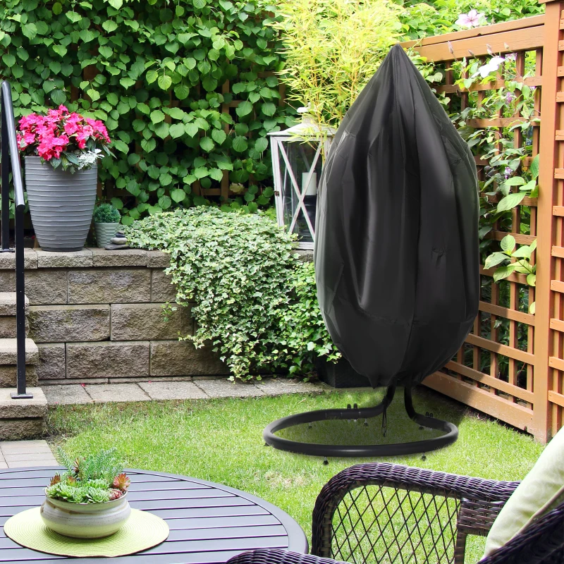 Outsunny Coprisedia sospesa copertura per sedia a bozzolo tessuto Oxford 210D con chiusura lampo Ø 115 x 190 cm nero
