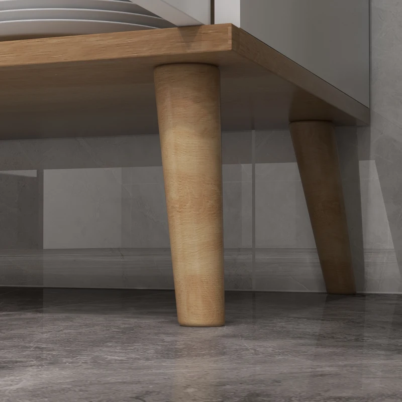 HOMCOM Credenza Cucina Alta con porta mensole regolabili nicchia centrale 2 passacavi, Buffet armadio di archiviazione 2 armadi, bianco| Aosom Italy