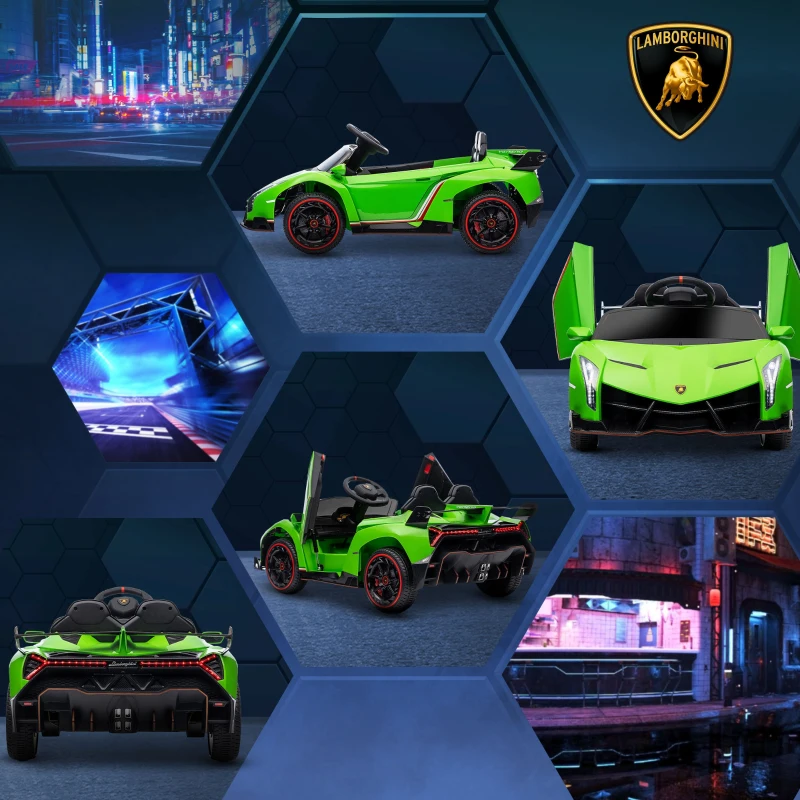 HOMCOM Voiture Electrique pour Enfants Lamborghini Veneno 12V avec Télécommande, Âge 3-6 Ans, Vert(m-3)