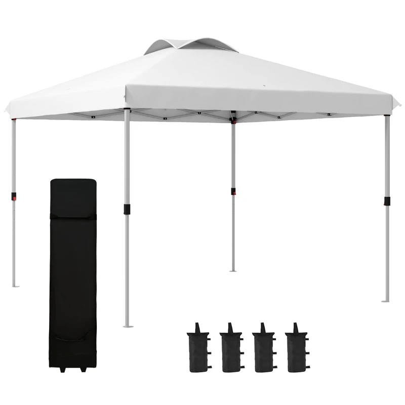 Outsunny Tonnelle Pavillon Gartenpavillon Popup-Faltzelt 3 x 3 m mit Transporttasche mit Rollen, verstellbare Höhen