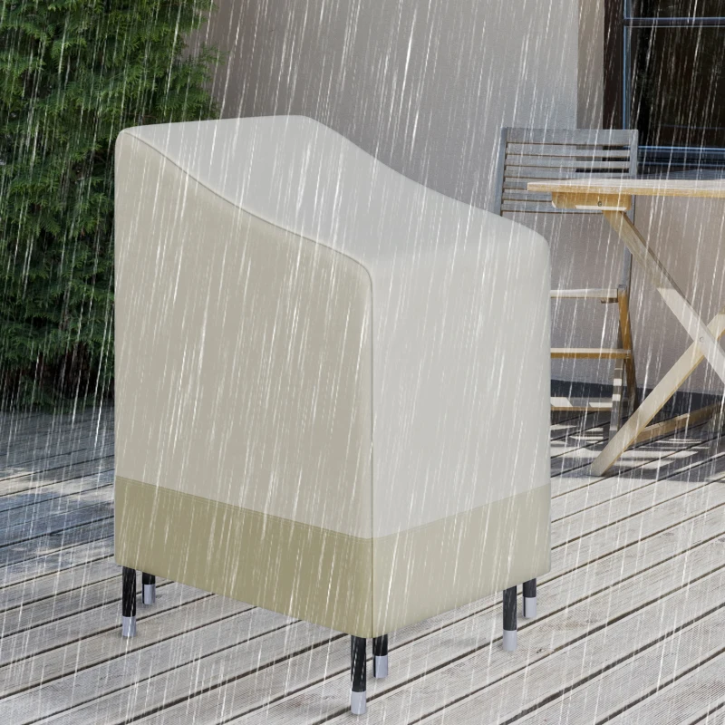 Outsunny Schutzhülle für stapelbare Gartenstühle wasserdichte Abdeckung 90L x 70B x 115H cm Oxford Hochdichtes 600D Beige Kaffee