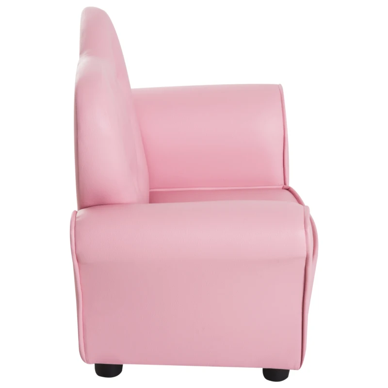HOMCOM Fauteuil pour Enfants Imbottita, Fauteuil pour chambre d'enfant avec Revêtement en PVC et Structure en Bois, 59x41.5x49cm, Rose(m-3)
