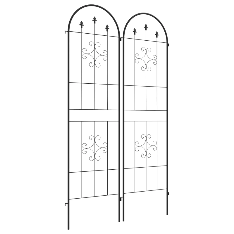 Outsunny Conjunto de 2 enrejados de jardín, soporte para plantas trepadoras en acero, 50x180 cm, Negro