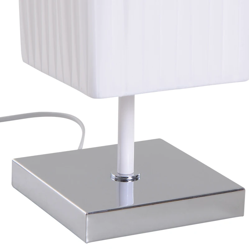 HOMCOM Lámpara lampara de columna de pie moderna luz tenue 40W 14x14x120 cm acero inoxidable Blanco