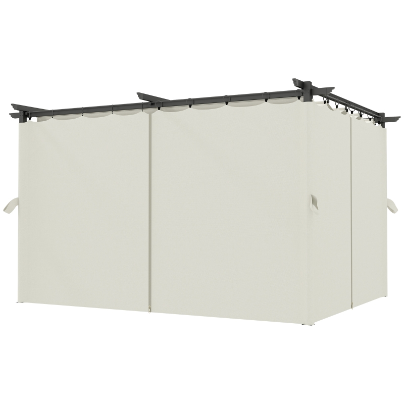 Outsunny Pergola da giardino esterno 3 x 4 m, tetto retrattile e tende, anti-UV UPF30+, per barbecue, patio, terrazza, crema