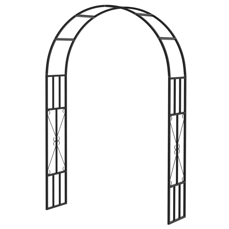 Outsunny Arco da giardino in acciaio per piante rampicanti, 150x40x223 cm, Nero