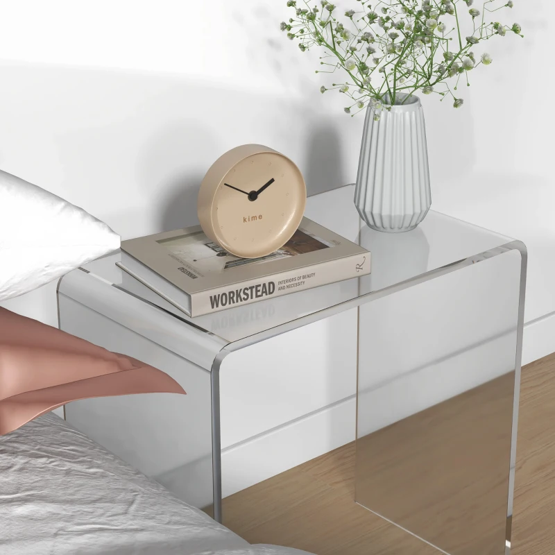 HOMCOM Couchtisch aus Acryl in U-Form mit Glatten Kanten und Abgerundeten Ecken, 53,5x30,5x53,5 cm, Transparent