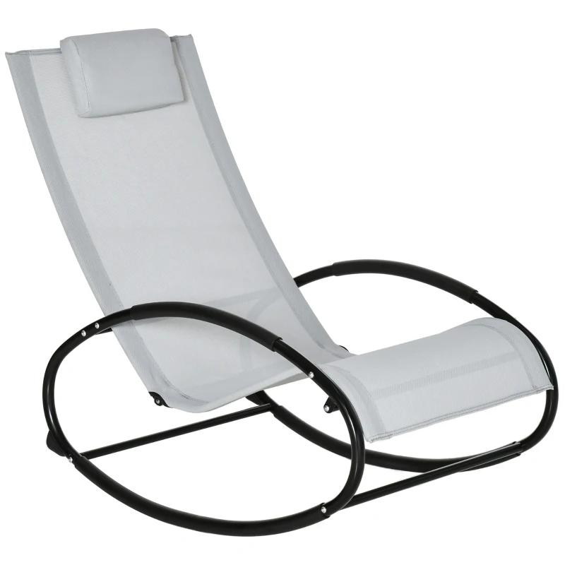 Outsunny Fauteuil chaise longue à bascule design contemporain dim. 105L x 62l x 88H cm métal époxy textilène, Gris