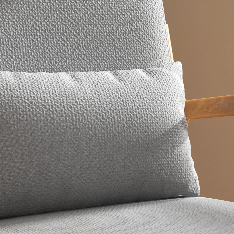 HOMCOM Sillón de salón con estructura de madera maciza sillón lounge - asiento profundo - reposabrazos - terciopelo Gris Claro