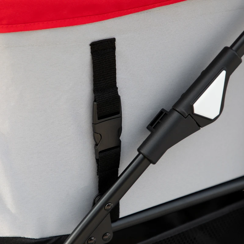 PawHut Poussette pour Chiens Pliable avec Transporteur Amovible et Capote, 82x49,5x98 cm, Rouge
