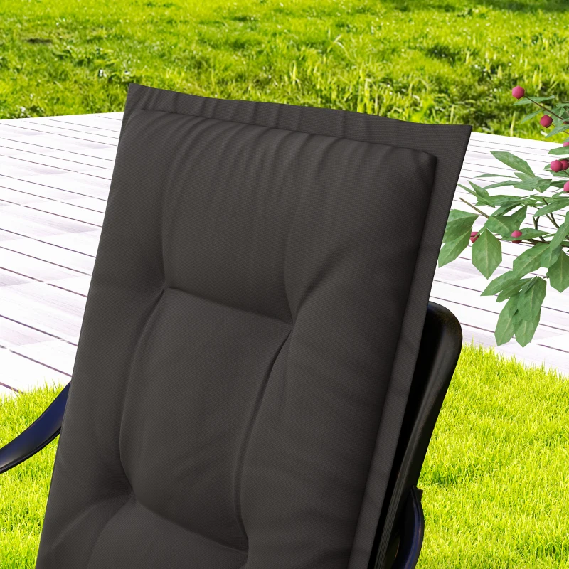 Outsunny Ensemble de 4 Coussins de Chaise 108 x 50 x 5 cm avec Sangles, Coussin de Siège d'Extérieur et d'Intérieur, Gris foncé