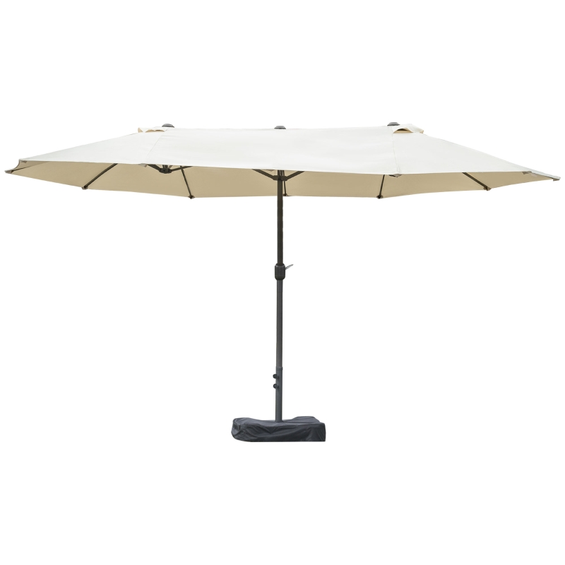 Outsunny Parasol Doble para Jardín con Manivela, Cremeweiß Oval 460x270x240 cm