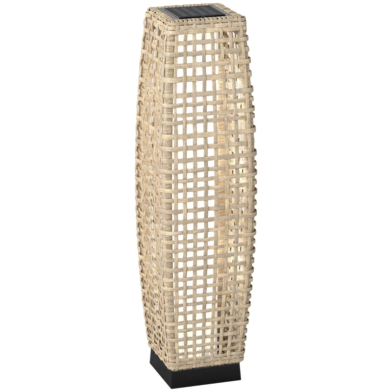 Outsunny Stehleuchte LED Solar Gartenlampe aus geflochtener Harzimitation Rattan - 21 x 21 x 78 cm natural