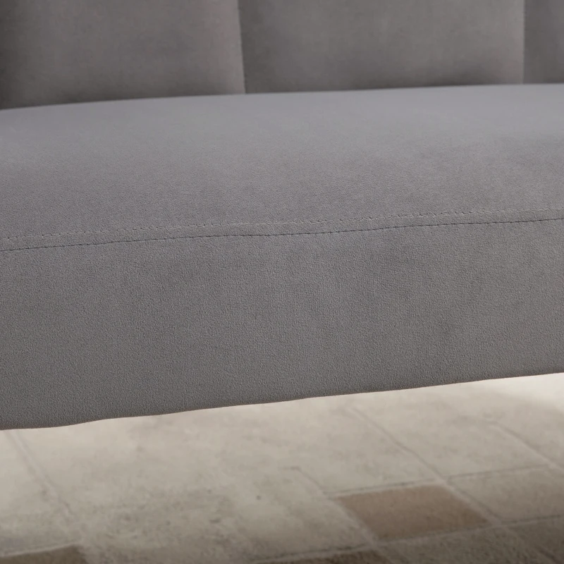 HOMCOM Canapé 2 Places en Velours avec Pieds en Métal et Dossier Coquille, 132x66x80cm, Gris