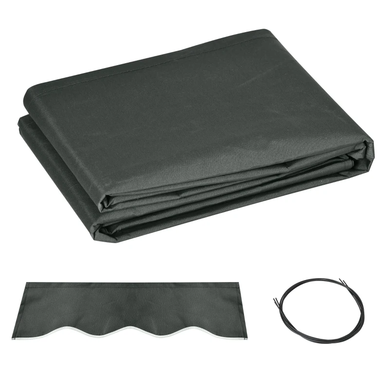 Outsunny Ersatz-Markisenstoff mit Wellenlambrequin - Hochdichtes Polyester 280 g/m² UV-Schutz Grau