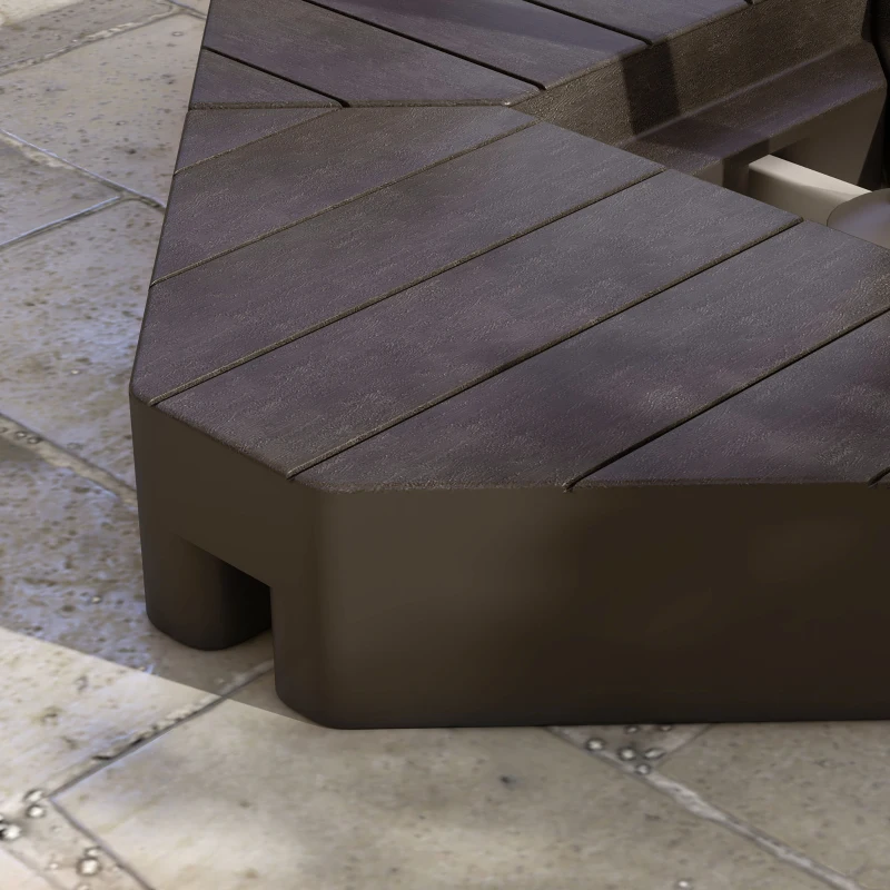 Outsunny Set di 4 Pesi Zavorra Quadrati per Ombrelloni con Base a Croce, da Riempire d'Acqua o di Sabbia fino a 60/80 kg, Marrone