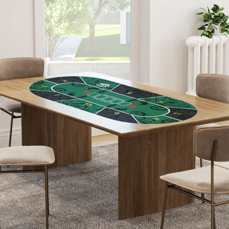 SPORTNOW Tappeto per Tavolo da Poker, fino a 6 Giocatori, Sacca per il Trasporto Inclusa, 120 x 60 x 0,2 cm, Verde e Nero