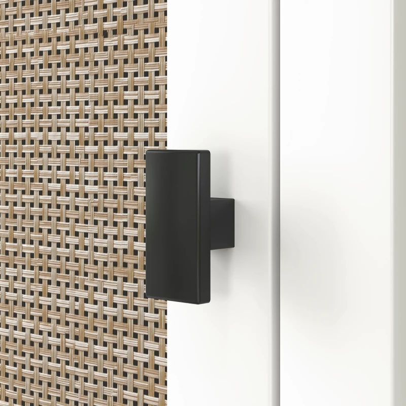 HOMCOM Colonne de Salle de Bain avec Étagères Ajustables 2 Portes avec Façade en Rotin et 2 Compartiments 40x30x167,5 cm Blanc