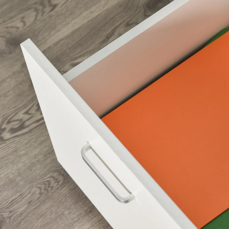 Vinsetto Cassettiera Ufficio a 2 Cassetti con Serratura e 5 Ruote, in Truciolato, 40x49x58 cm, Bianco