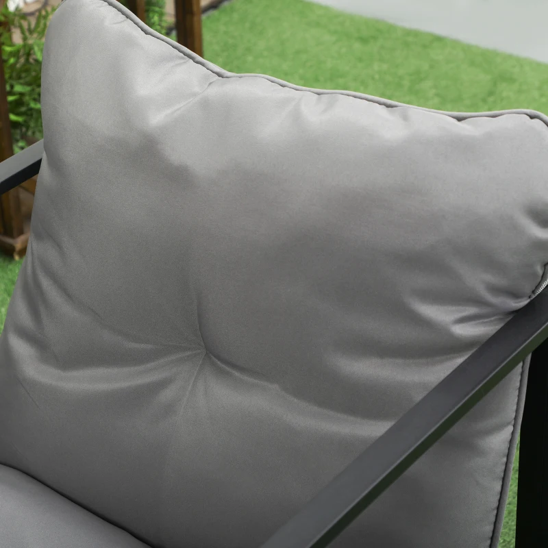 Outsunny Conjunto de sala de jardín 4 piezas 4 personas con sofá de 2 plazas, 2 sillones y 1 mesa de centro Gris(m-4)