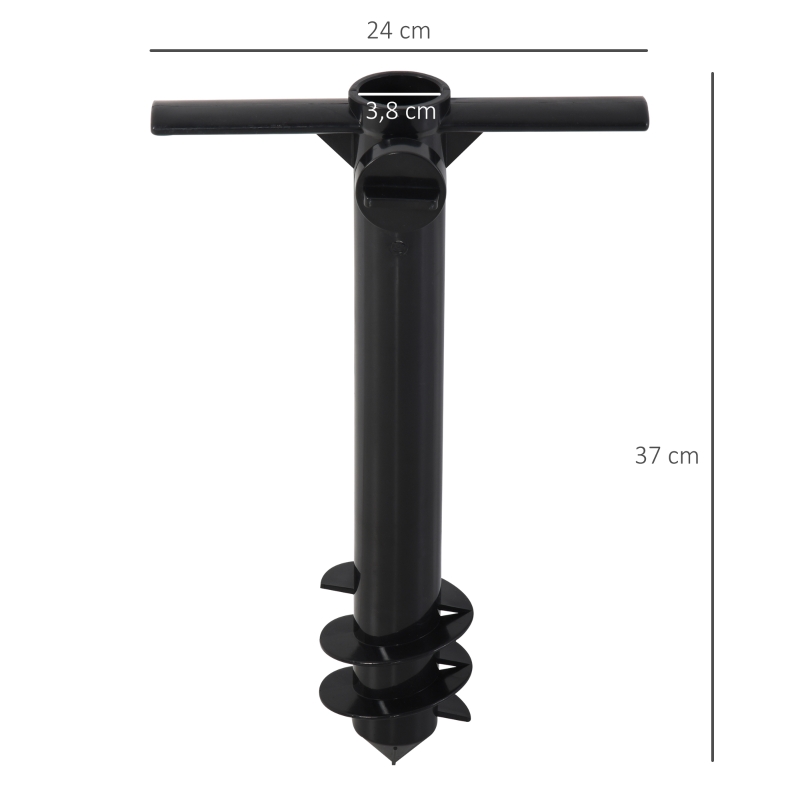 Outsunny Strand-Sonnenschirmständer - Bodenanker zum Eindrehen - Sonnenschirmbefestigung - Sonnenschirmhalter mit Schraubenspanner - ABS Schwarz