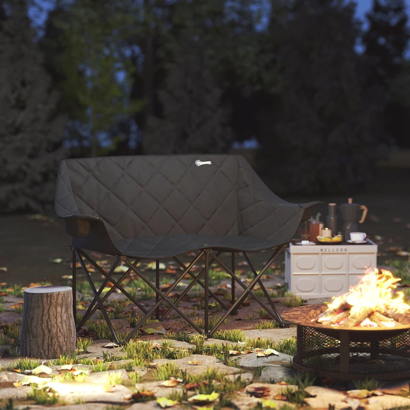 Outsunny Faltstuhl faltbar 2 Sitzer Campingstuhl mit Tragetasche Outdoor bis 250kg belastbar 145 x 60 x 92 cm Schwarz