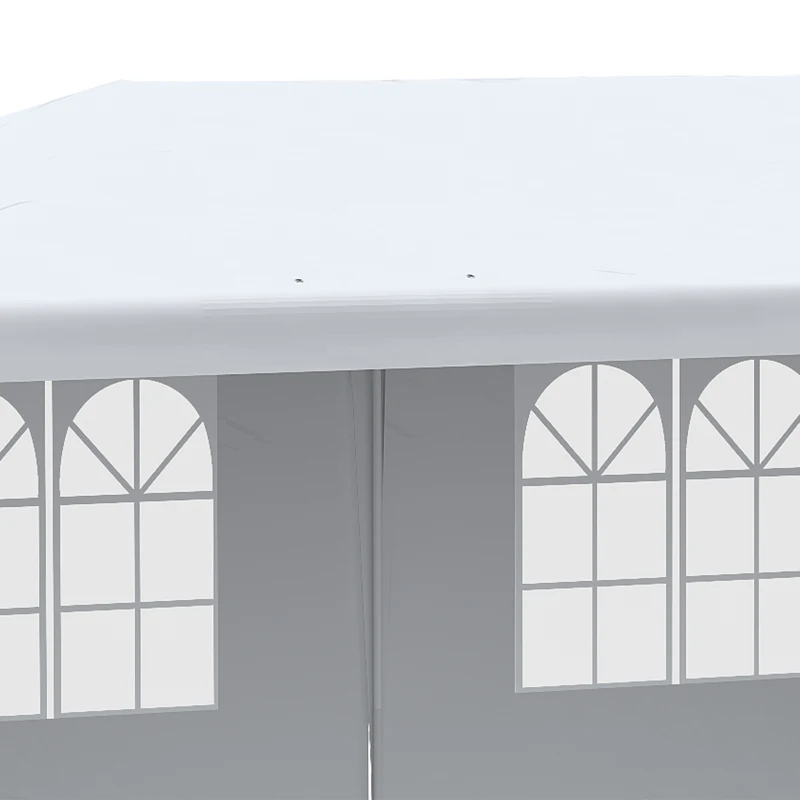 Outsunny Faltbarer Gartenpavillon für Feste und Veranstaltungen mit abnehmbaren Paneelen, 5,83x2,95 m, Weiß