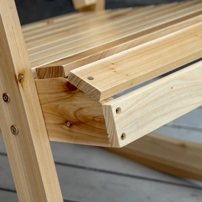 Outsunny Conjunto de jardín 2 piezas estilo acogedor sillón mecedor + mesa baja plegable madera maciza de pino Natural