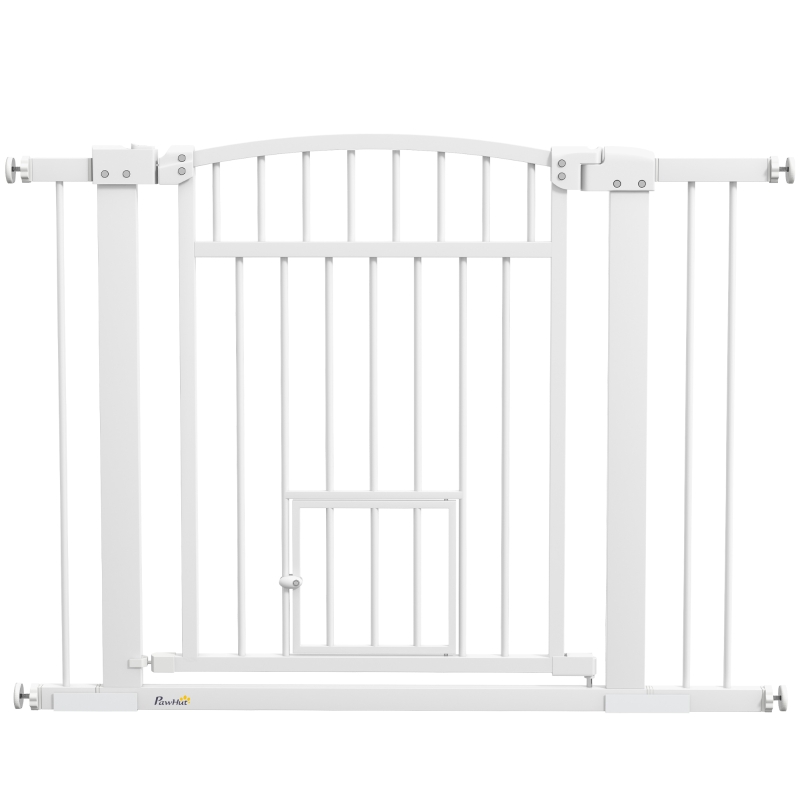 PawHut Barriera di sicurezza per cani con sistema di doppio bloccaggio, montaggio a pressione o a vite, larghezza 76-104 cm bianco