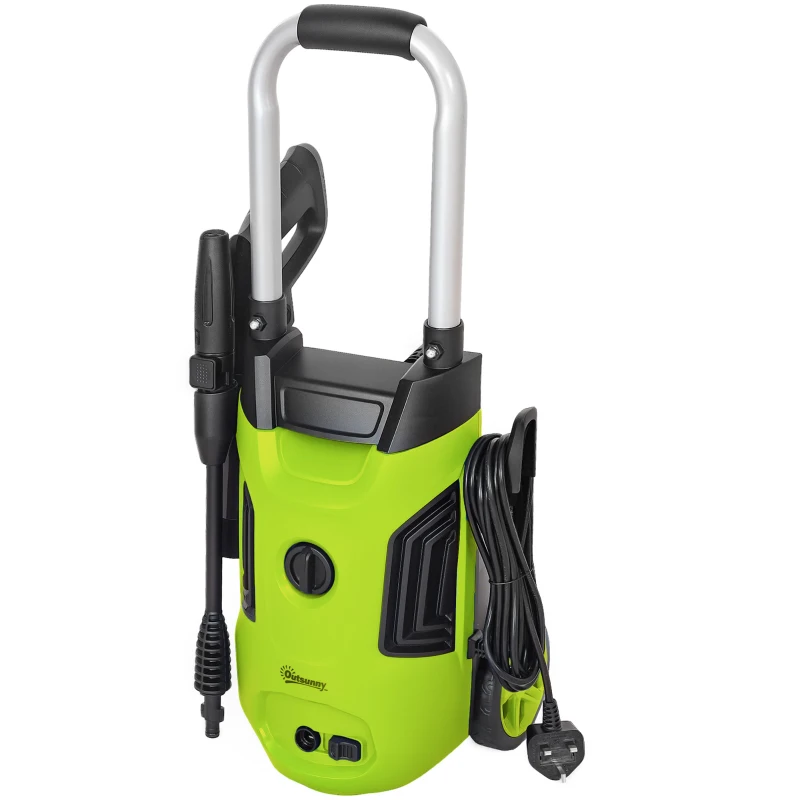 Outsunny 1800W 150-Bar Pressure Washer, with Adjustable Nozzle - Green