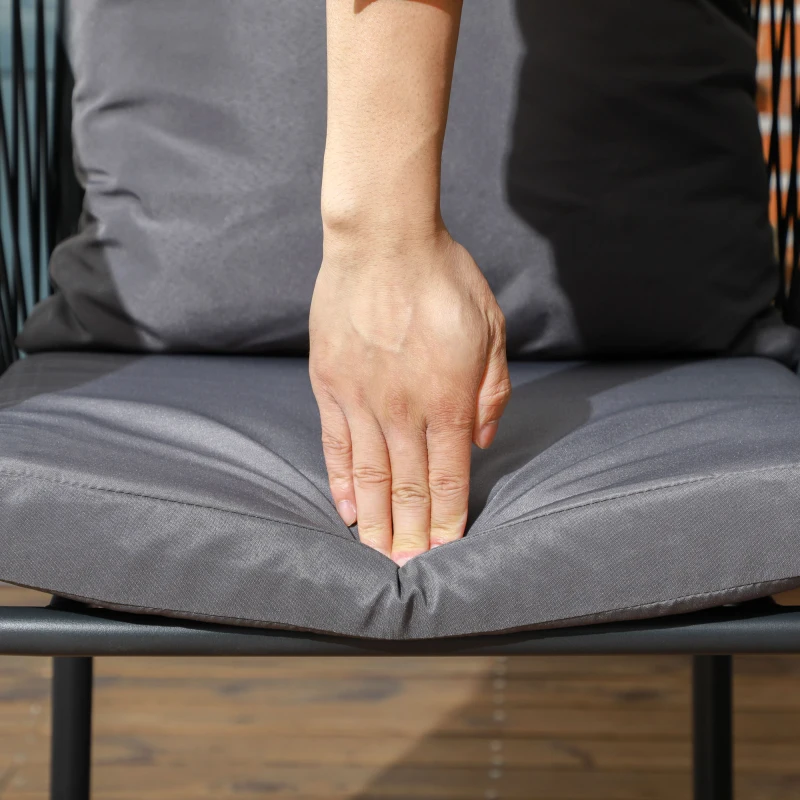 Outsunny Sala de Jardín 4 personas en ratán PE con sillas apilables y cojines tablero de vidrio templado marco de aluminio