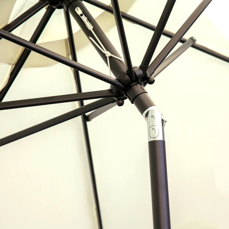 Outsunny Parasol inclinable redondo 268 cm con flecos tela de poliéster de alta densidad 180 g/m² protección solar Crema
