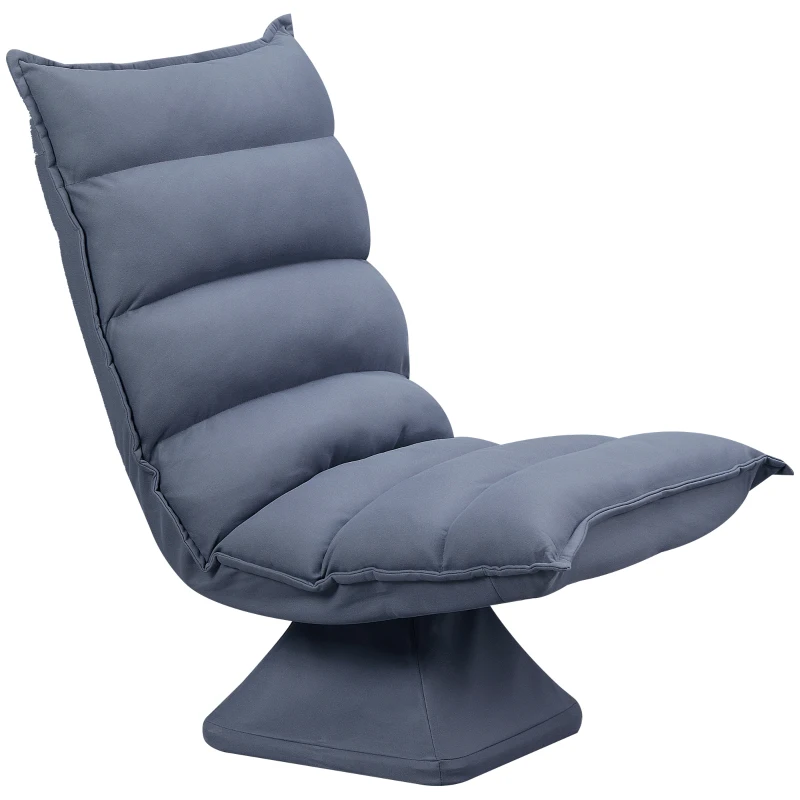 HOMCOM Sillón de suelo perezoso giratorio 360° con respaldo reclinable diseño capitonado 62x70x95 cm Gris
