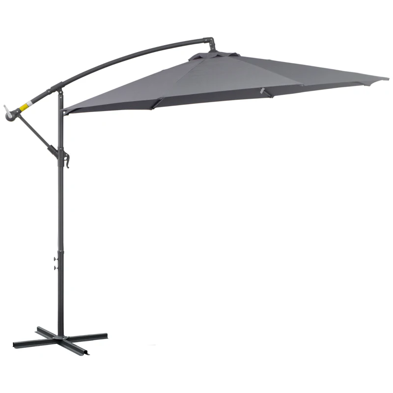 Outsunny Ombrellone Decentrato Ottogonale Pieghevole Ø3 m, Ombrellone da Giardino con Base a Croce, Ø295 x 255H cm, Grigio